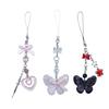 Bowknot Butterfly Heart Phone Charm Straps Car Keys Hanging Pendants Y2K Bag Decoration Lanyard Purse Accessories