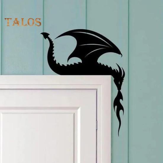Dragon Door Frame Topper Metal Dragon Silhouette Door Topper Wall Art Corner Sign for Children's Room Bedroom Window