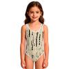 Girls One Piece Swimsuit Sleeveless Round Neck Patterned Swimwear Lightweight Quick Dry Fabric Suitable for Swimming and Beach Activities