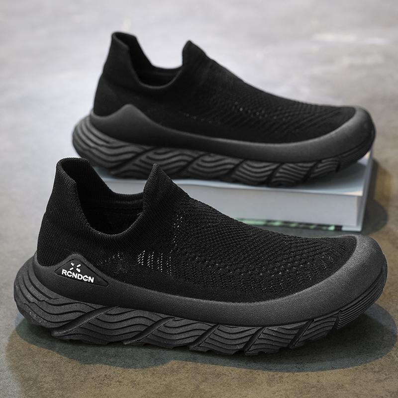 Fashion Knit Men's Casual Shoes Lightweight Platform Sneakers Breathable Socks Non Slip Running Shoes Lazy Shoes Tennis Shoes