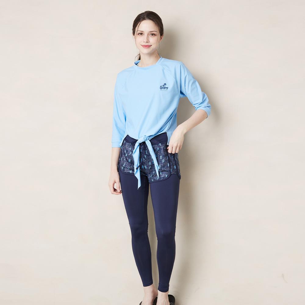 Beijigelleu Women'S Raglan Rash Guard Water Leggings Beachwear Set Bel-V214B