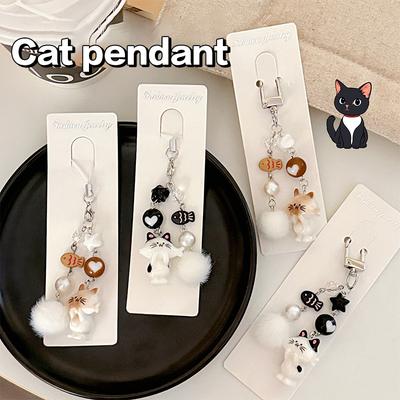 Catena Portacellulare Carina Y2K Portachiavi Versatile con Palla di Pelliccia e Perline Cordino Amorevole per Cellulare Decorazione Ciondolo per Zaino