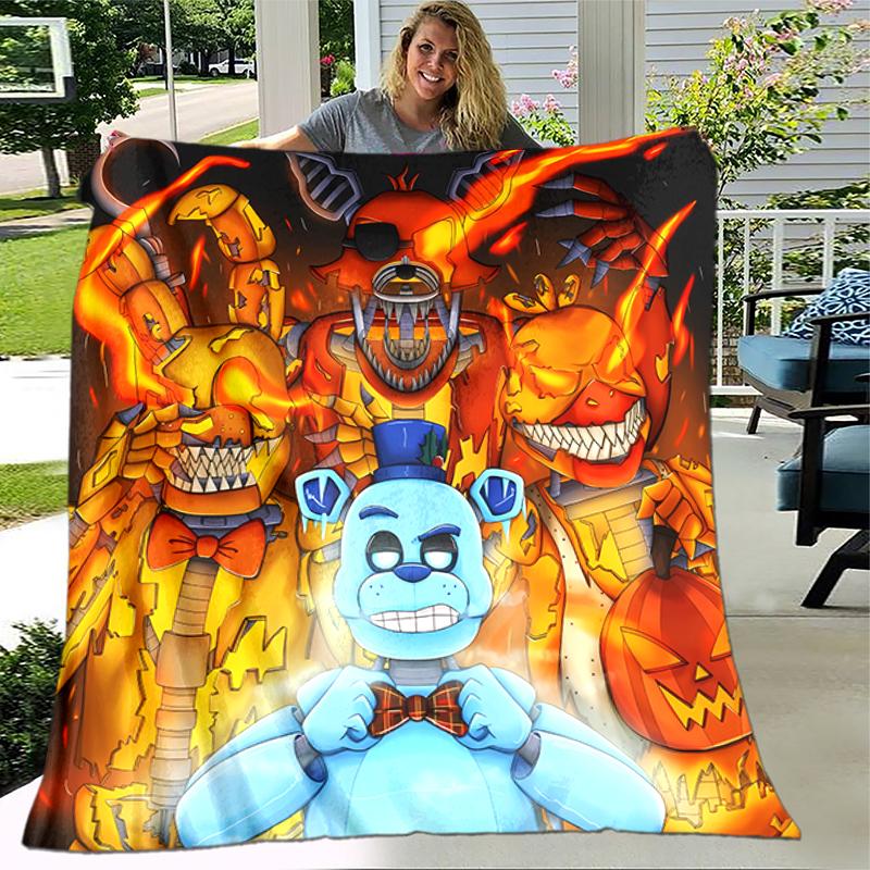 1pc Blanket Five Nights at Freddy's2 Print Design, Lightweight Blanket for Sofa, Bed- Soft &Warm, Gift for All Seasons like Christmas, Halloween