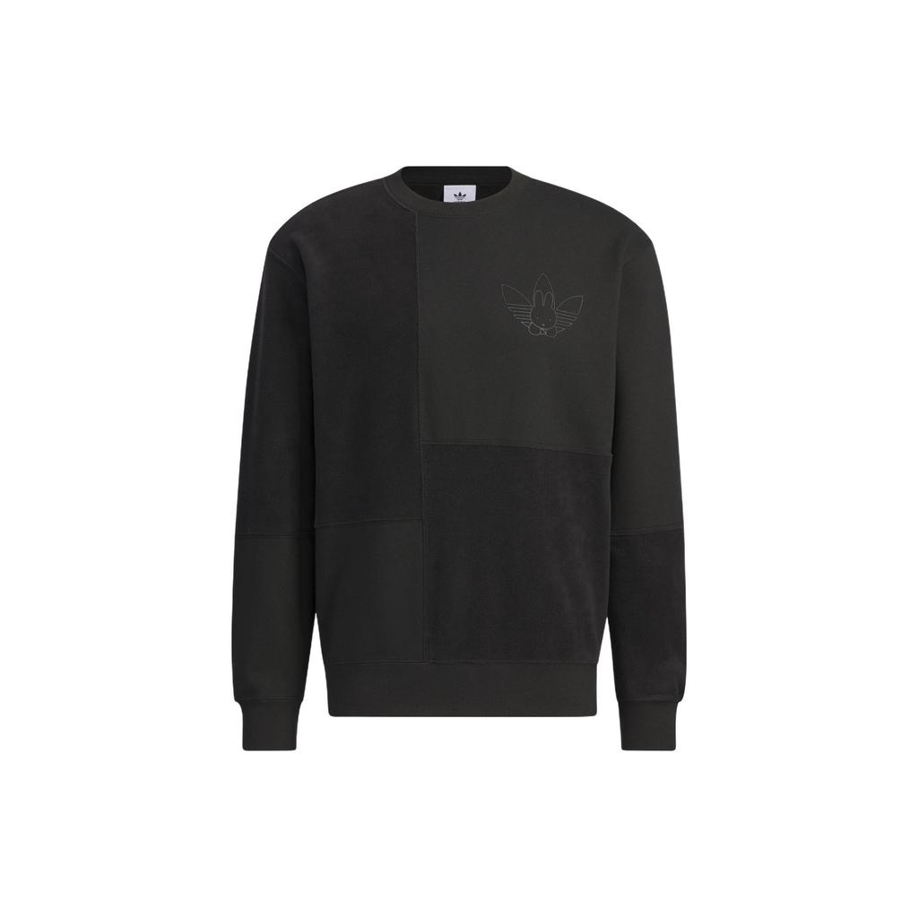 Adidas Originals Trefoil Miffy Logo Long-Sleeve Crew Neck Sweatshirt Men Tops Black HY7294