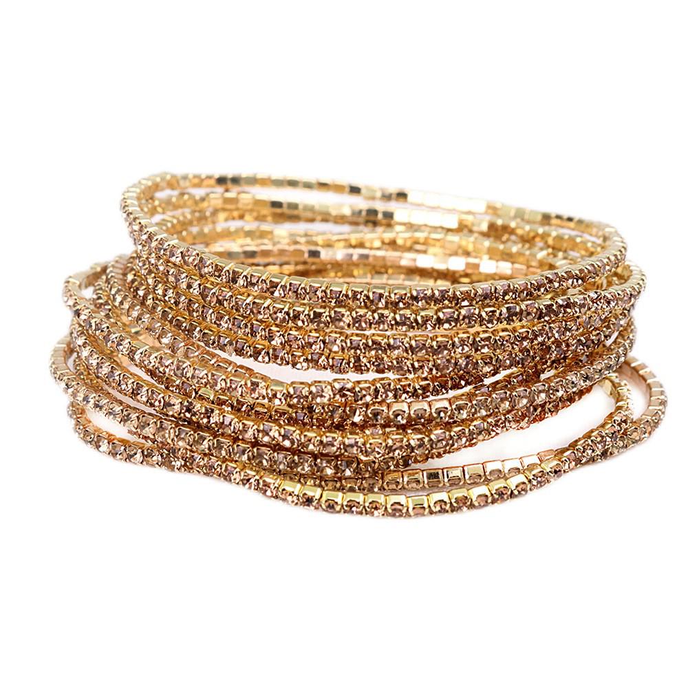 European & American Style Colorful Zircon Diamond Elastic Tennis Bracelet