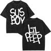 Washed Vintage Rapper Lil Peep Double Sided Print T-shirts Men Women Fashion Hip Hop Oversized Short Sleeve T Shirt Stre 2635