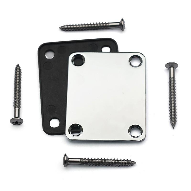Electric Guitar and Bass Neck Reinforcement Plate with Screws - Plastic Back Pad Instrument Accessory