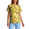 Bluză medicală de damă elastică, cu uscare rapidă, gât în V, mânecă scurtă, cu buzunare, imprimeu floral, uniformă