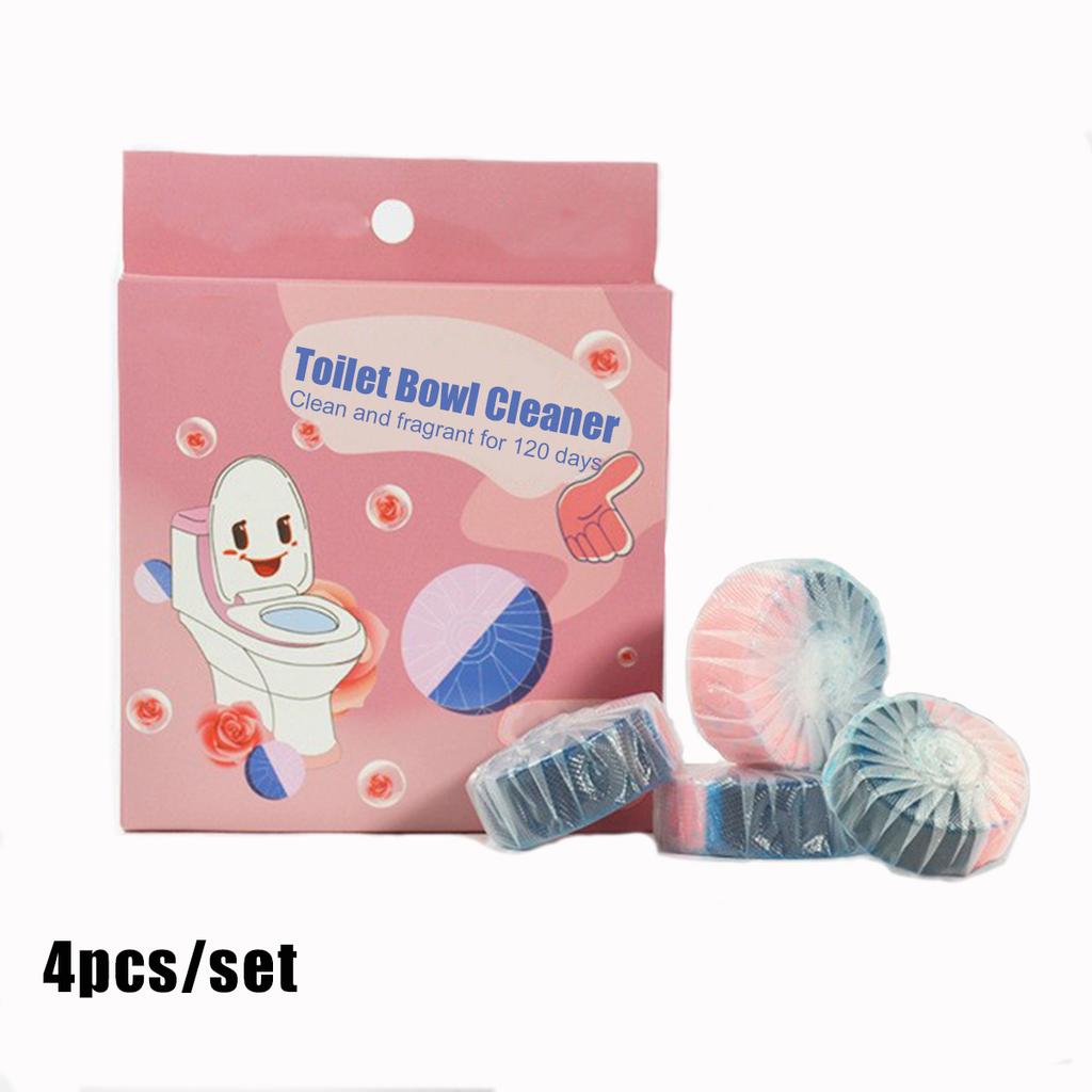 4 Pcs Automatic Toilet Cleaning Blocks Descaling Deodorizing Cleaner Tablets Bathroom Cistern Long-Lasting Cleaning Tablets
