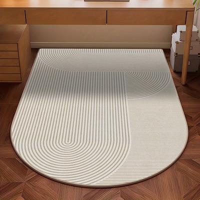 Japanese Cream-Style Half-Circle Floor Mat Easy-Care Bedroom, Study, Dressing Table Rug Minimalist Home Decor