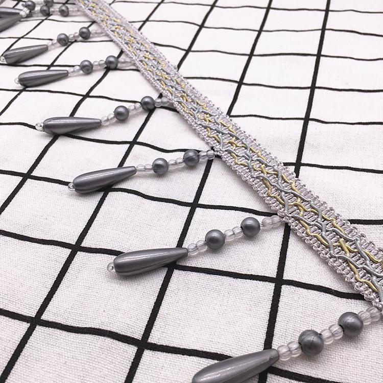 12M Curtain Beads Lace Tassel DIY Curtain Mantle Head Decor Accessories Imitation Pearl Beaded Fringe Lace Trim Upholstery