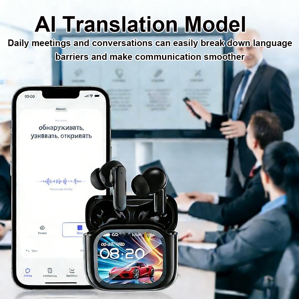 AI Translation Bluetooth V 5.4 Interactive Screen ANC Noise-cancelling Wireless Headphones Are Suitable for Office Sports