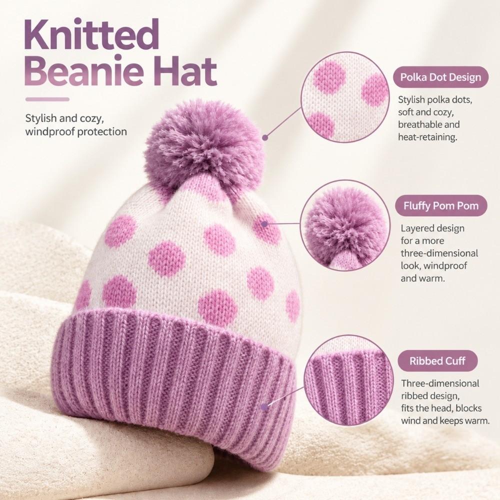 Windproof Toddler Winter Hat Scarf Set Breathable Baby Knitted Hat Scarf Set Ages 2-6