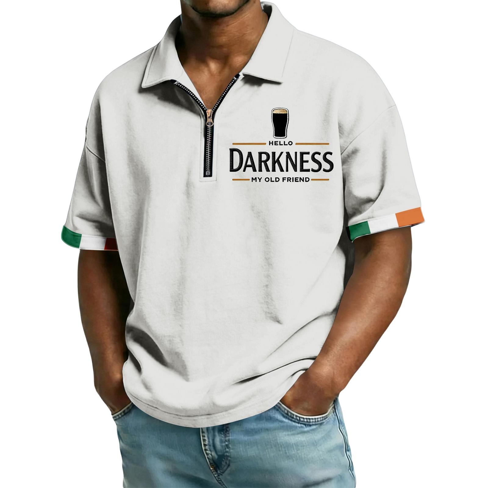 

Men s casual loose flag letter print T-shirt - Men s collarless short-sleeved top XL білий