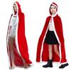 Plush Hooded Ponchos Polyester Christmas Cosplay Costume Windproof Red Xmas Cape  Autumn Winter
