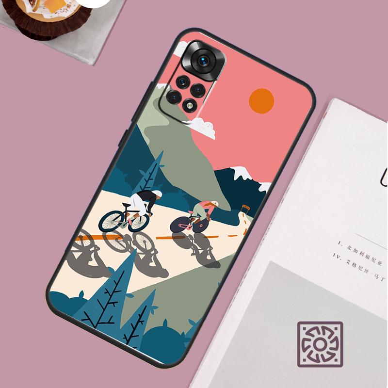 Mountain Bike Cycling Art Phone Case For Xiaomi Redmi Note 13 12 12S 12C 13C 10 10C 9 9C 10S 11S 11 Pro Soft Cover