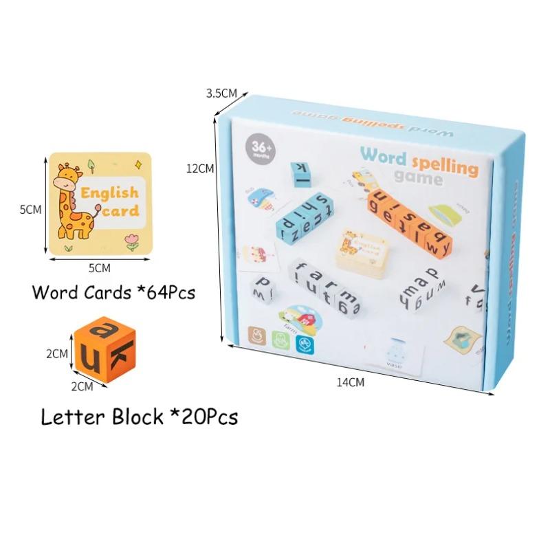 Wooden Spell Word Montessori Toy Letter Cognitive Challenge Memory Arithmetic Number Learning Educational Toy for Children