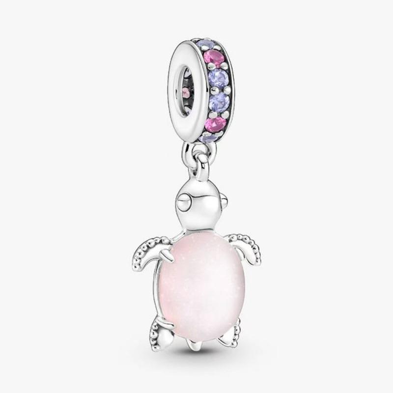 S925 Silber Zug Muschel Glocke Schildkröte Insekt Mond Herz Perlen Anhänger Halskette Charme Schmuck