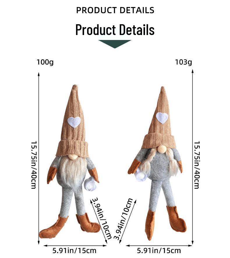 Cross-Border Knitted High-Hat Doll with Hanging Legs - Hand-Grind Coffee Christmas Plush Decoration