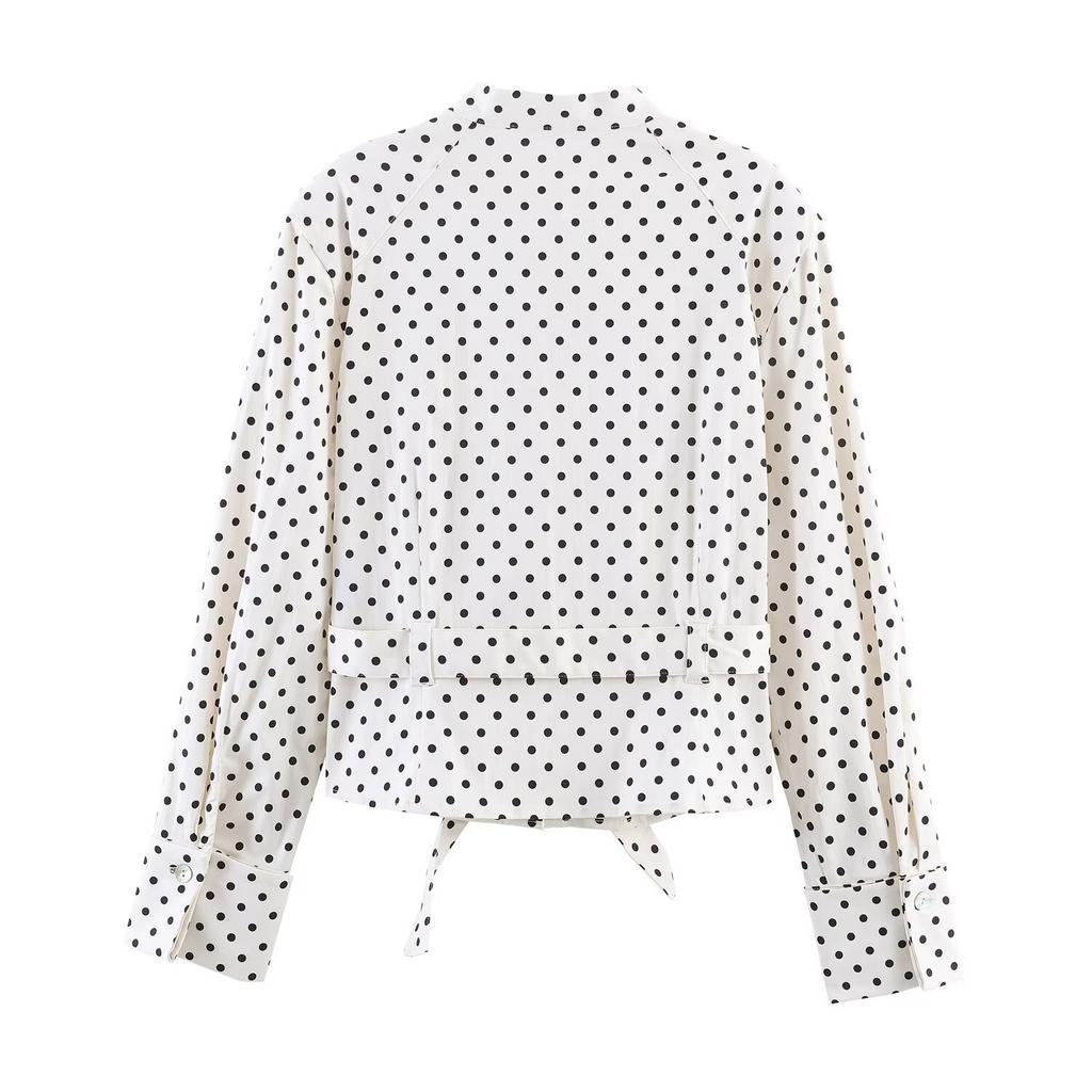 European and American Style, New Women's Clothing, Foreign Style Fashion Polka Dot Shirt Jacket Polka Dot Capri Pants