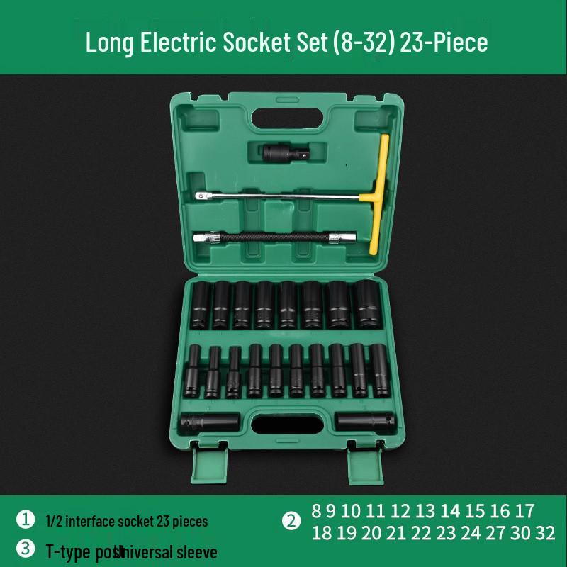 Extended Electric Hex Socket Hand Drill and Impact Wrench Tool Set