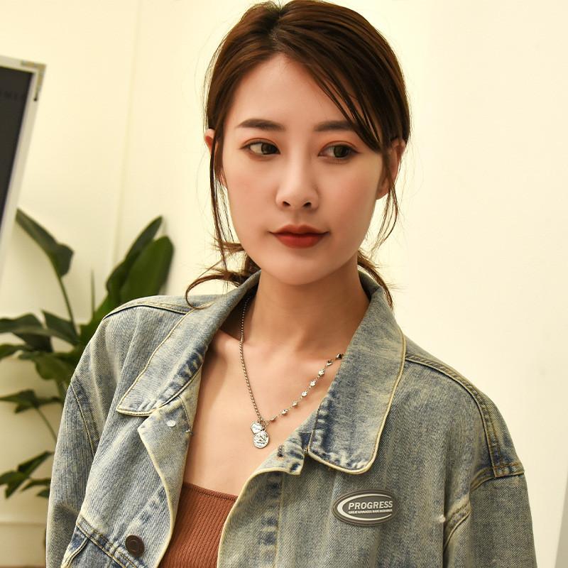 Elegant Korean Style Cupid Heart Titanium Steel Necklace For Unisex Fashion Accessories