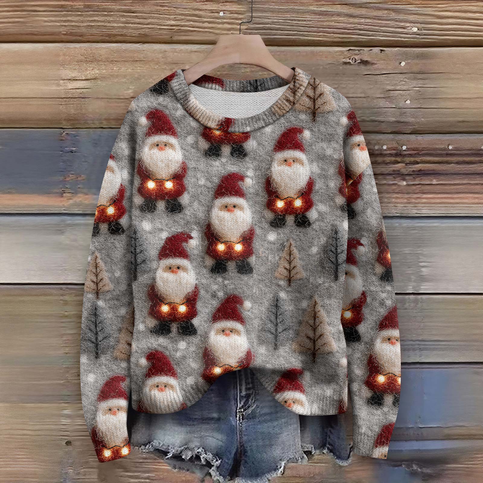 

Пуловеры с длинным рукавом для женщин, с круглым вырезом, повседневные, милые, с принтом, вязаные, оверсайз M