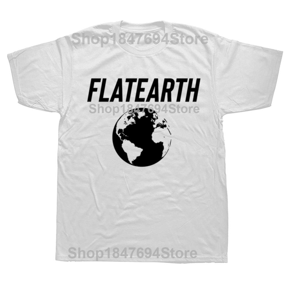 Lustiges Flache Erde Klassische Grafik 100% Baumwolle T-Shirts Herren Damenmode Lässiges T-Shirt Locker Übergroß Streetwear T-Shirt