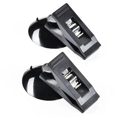 1 paire Clips Ventouse Support Vitre Voiture Crochet Clip Bouchon Noir Support Amovible en Plastique pour Pare-soleil Rideau