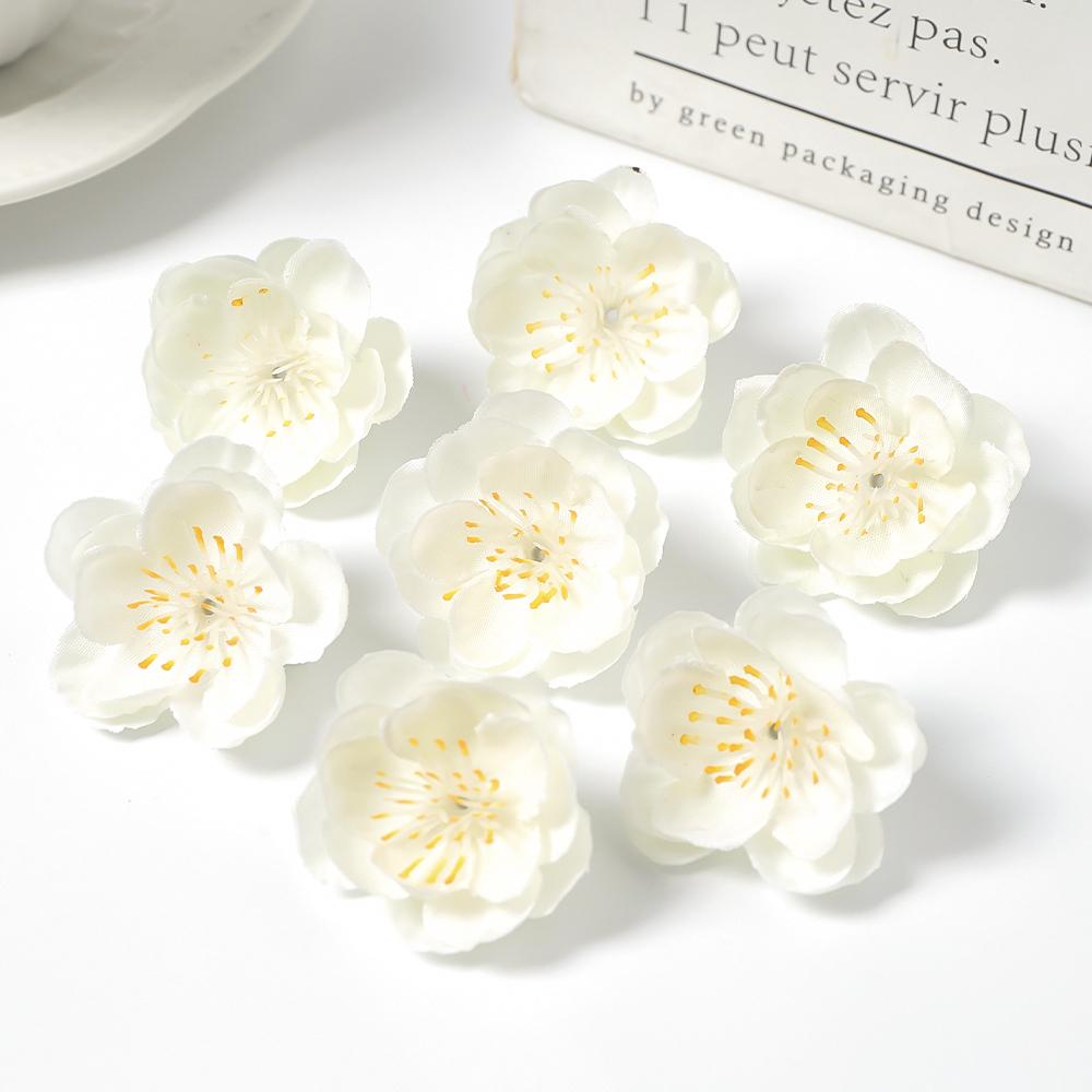 10/20/50Pcs 4cm Silk Plum Blossom Heads Artificial Cherry Blossom Flowers for Home Room Wedding Decor DIY Flowers Wall Accessory
