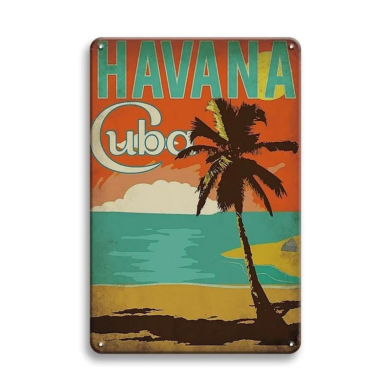 Vintage Cestovní Města Plechové cedule PARIS IMALIBU CHICAGO Železná malba Retro plakáty Domov Nástěnná umělecká výzdoba Pokojová výzdoba