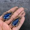 Blautopas Handgefertigter Kupferdraht Wickel Schmuck Ohrring 3,39" O2A05