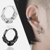 1Pair Punk Stainless Steel Round Circle Totem Hoop Earrings for Men Women Not Fade Ear Rings Hip Hop Male Jewelry Gift