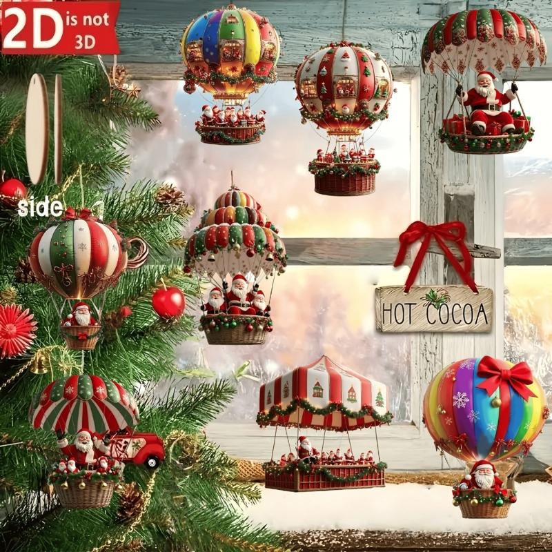 Festival Santa Parachute Hanging Ornament For Holiday Decors And Auto Interior Wooden Christmas Decoration With Reusable Design