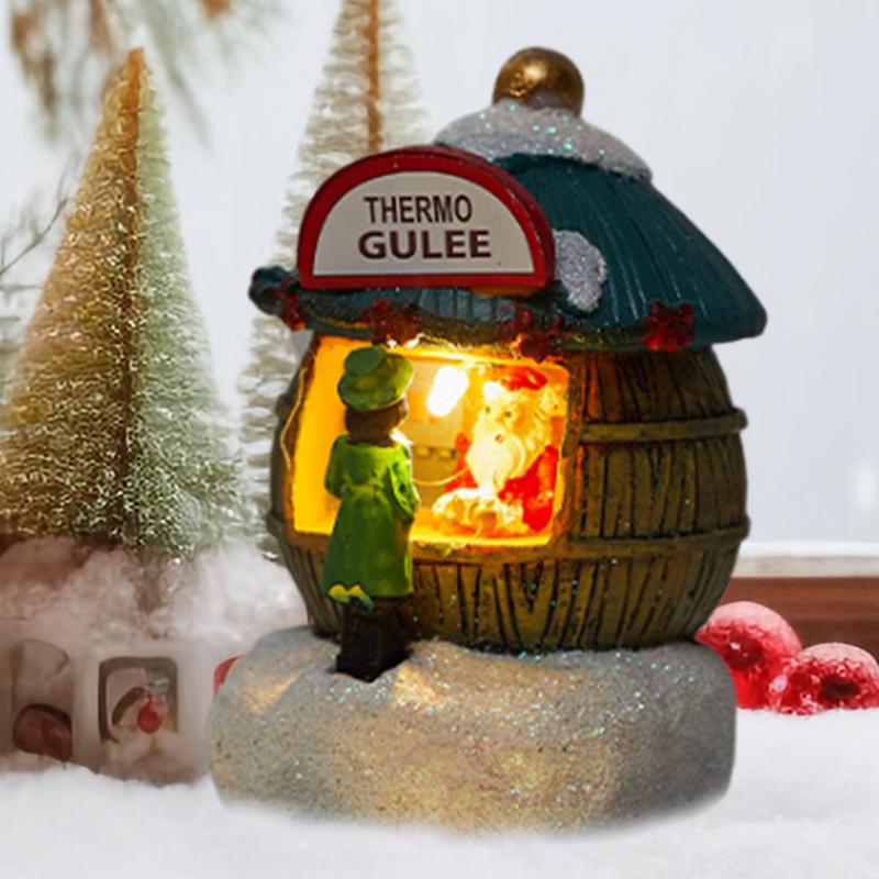 

Рождественские светящиеся домики, центральные элементы для стола, смола, декор, креативный магазин Санта-Клауса, мини-домик, ночник для домашнего декора комнаты зелёный