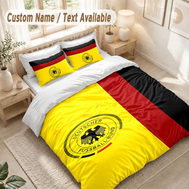 Germany National Team Bedding Set, 1 Duvet Cover & 2 Pillowcases Soft Comfortable Bedroom Home Textile Decor