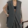 Women’s Korean Style Sleeveless Long Vest – Summer Fashion, Loose Fit, Collarless