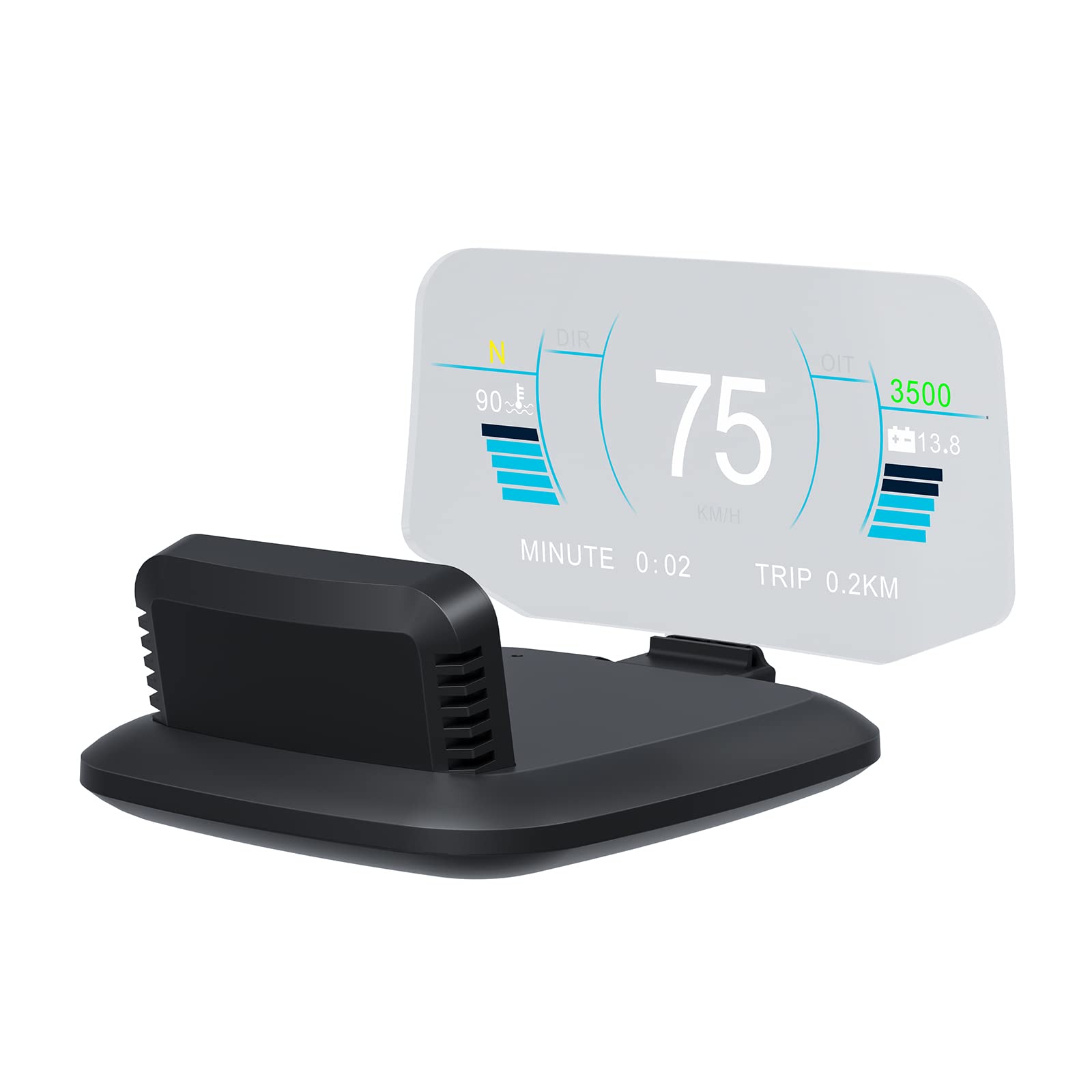 

wiiyii Автомобільний OBD2 Тахометр OBD2 GPS OBD Підходить для Більшості Автомобілів, Вироблених Після 2008 року HUD, Тахометр, OBD2, Head-Up Дисплей, Прилад, +