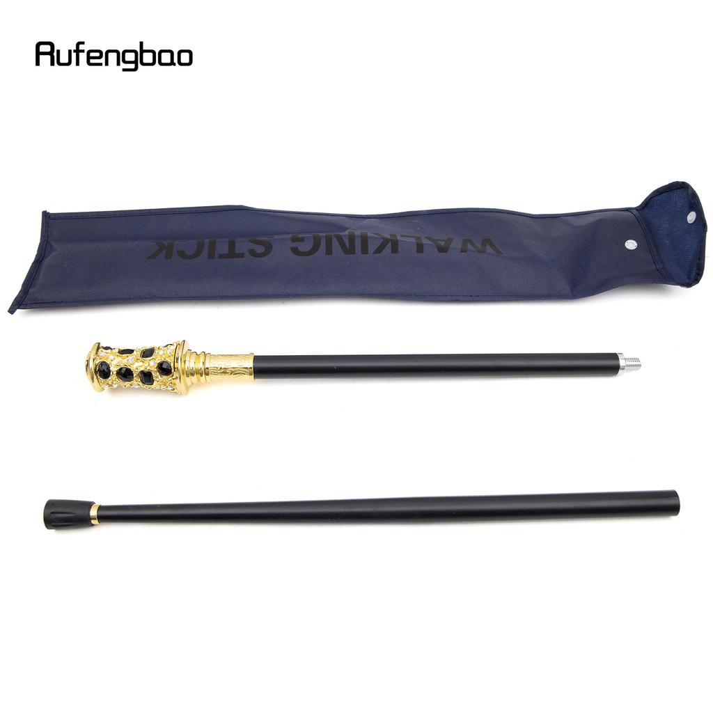 Black Artificial Diamond Walking Cane Fashion Decorative Walking Stick Gentleman Elegant Cosplay Cane Knob Crosier 93cm