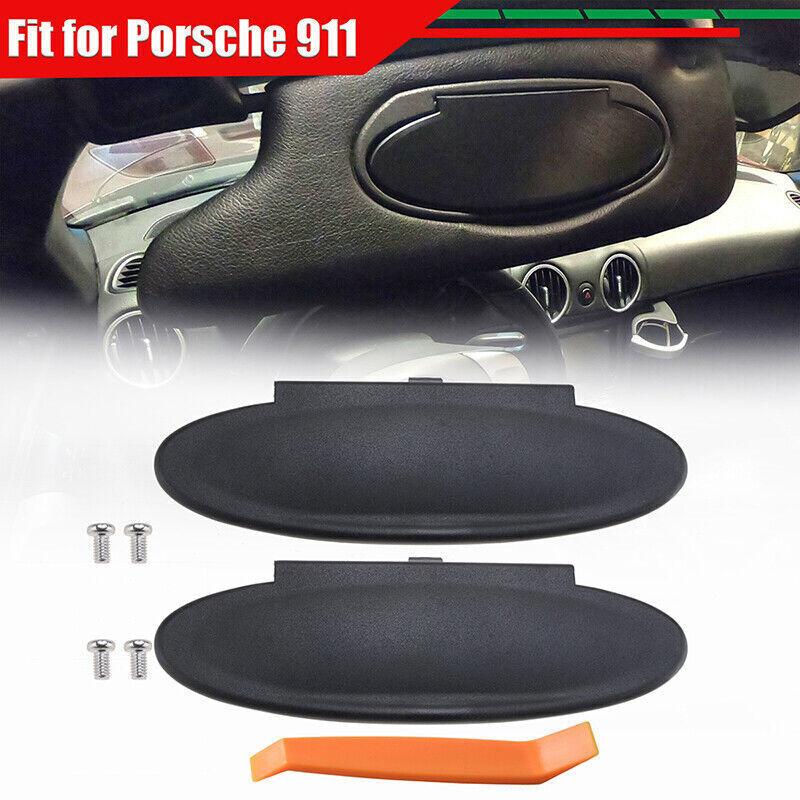 2pc For Porsche 996/997-911, 986/987 Boxster,Cayman Sun Visor Mirror Cover Black