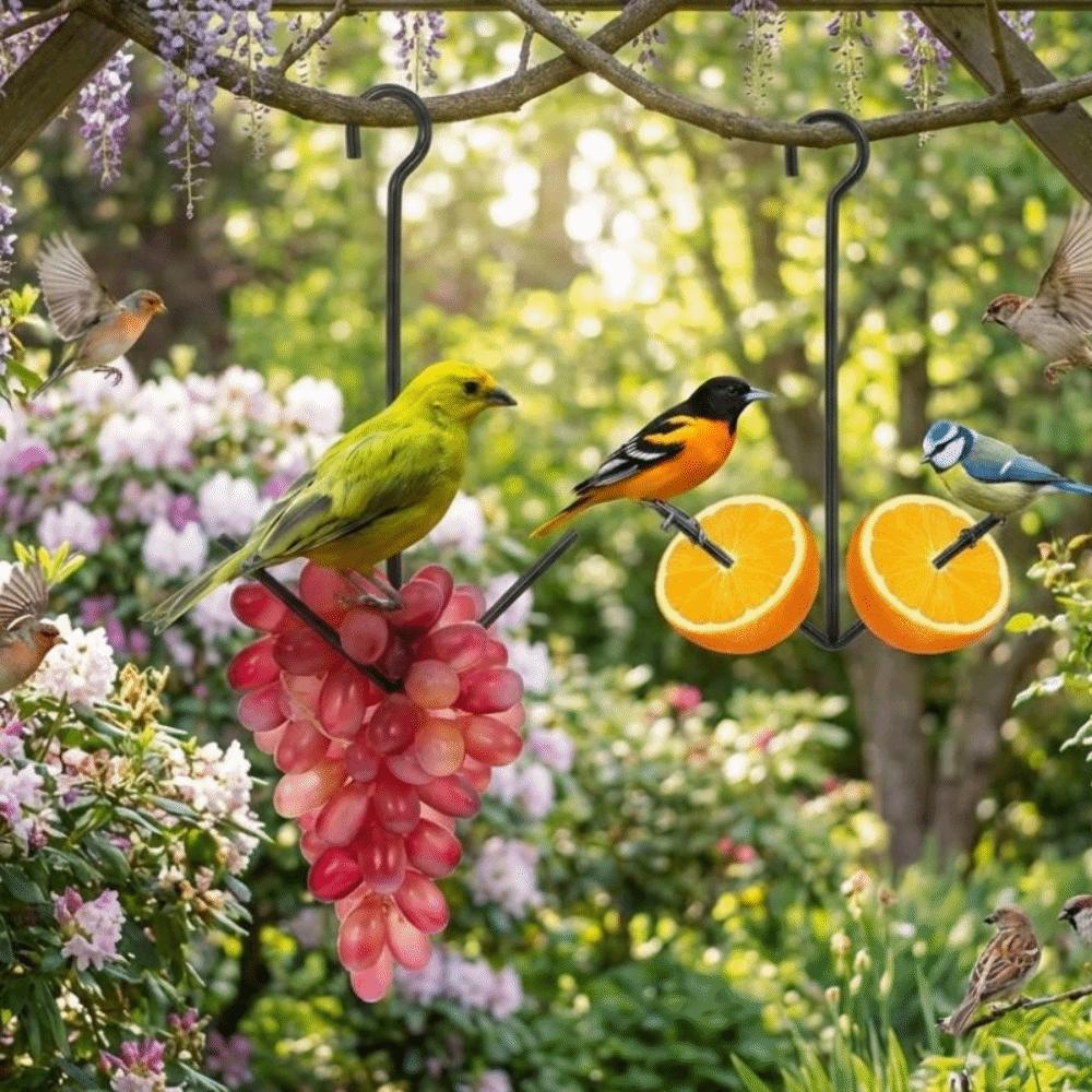 2-Gabel Kolibri-Futterspender Aufhängehaken Metall Haustierfutter-Aufbewahrungsregal Bissfester Futterspender Wildvogel-Futterspender Garten Veranda