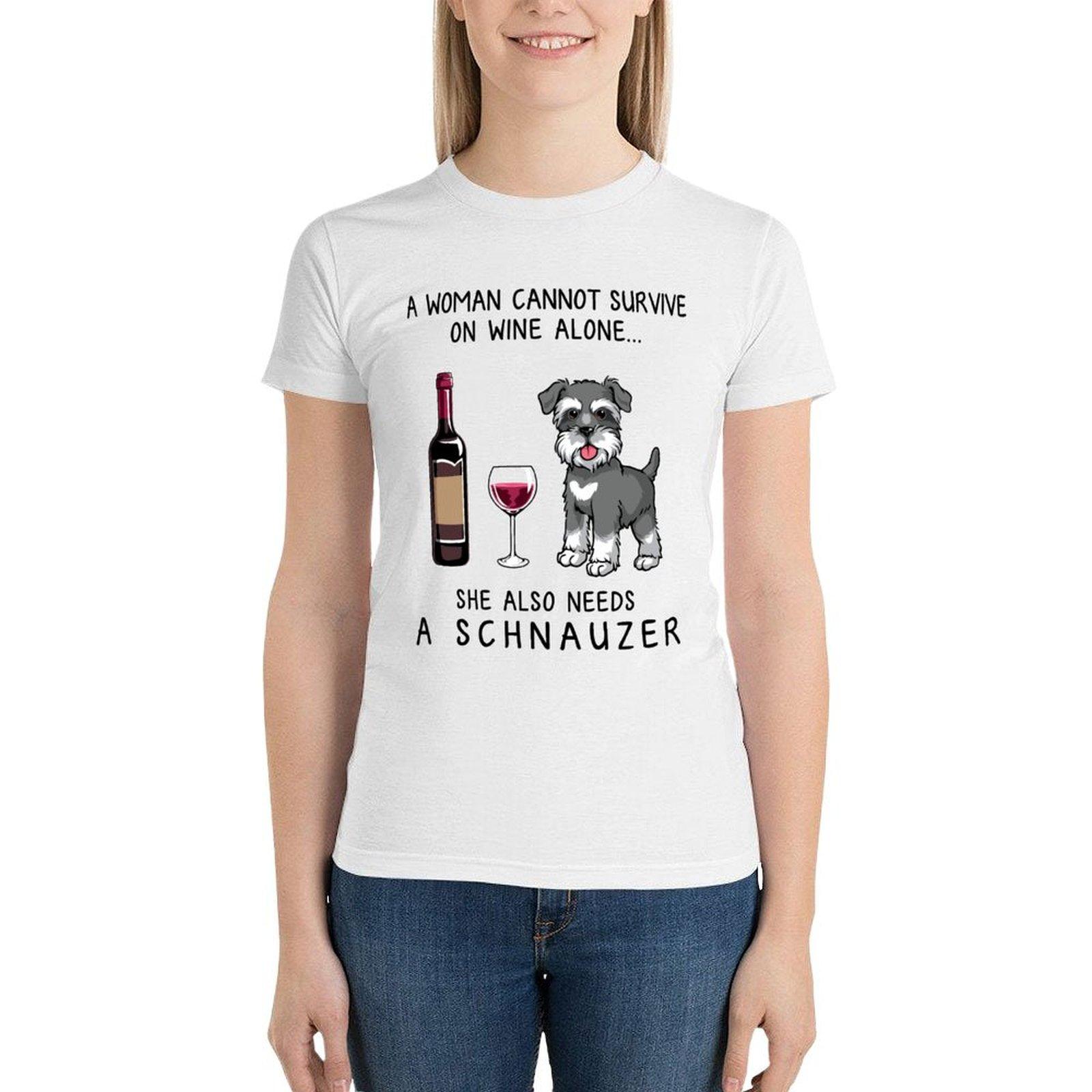 

Шнауцер и вино забавный подарок для мамы собаки футболки футболки с рисунком женская одежда эстетическая одежда летние топы футболки женские XL белый