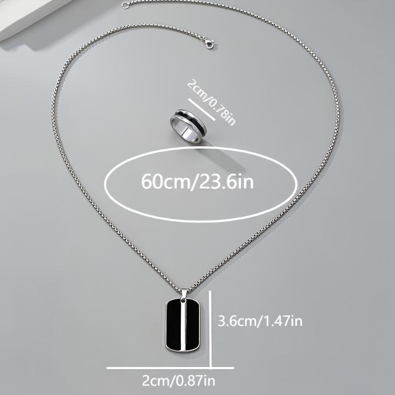 Star of Life Alloy Dog Tag Pendant Necklace - Unisex Military-Style Jewelry In Black