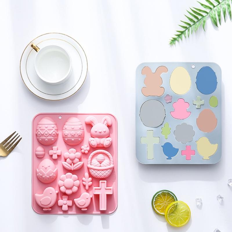 1PC Bunny Eggs Easter Theme Silicone Mold Fondant Candy Chocolate Mould 3d Rabbit Epoxy Resin Mold