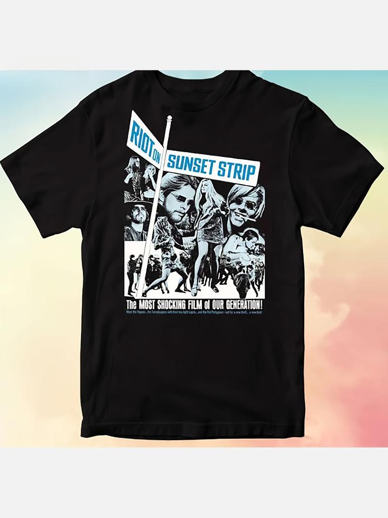 Unisexs Retro 1967 Sunset Strip Riot Movie Tshirt Retro 1960s Counter Culture Tshirt With 1960s Iconic Music Festival Design
