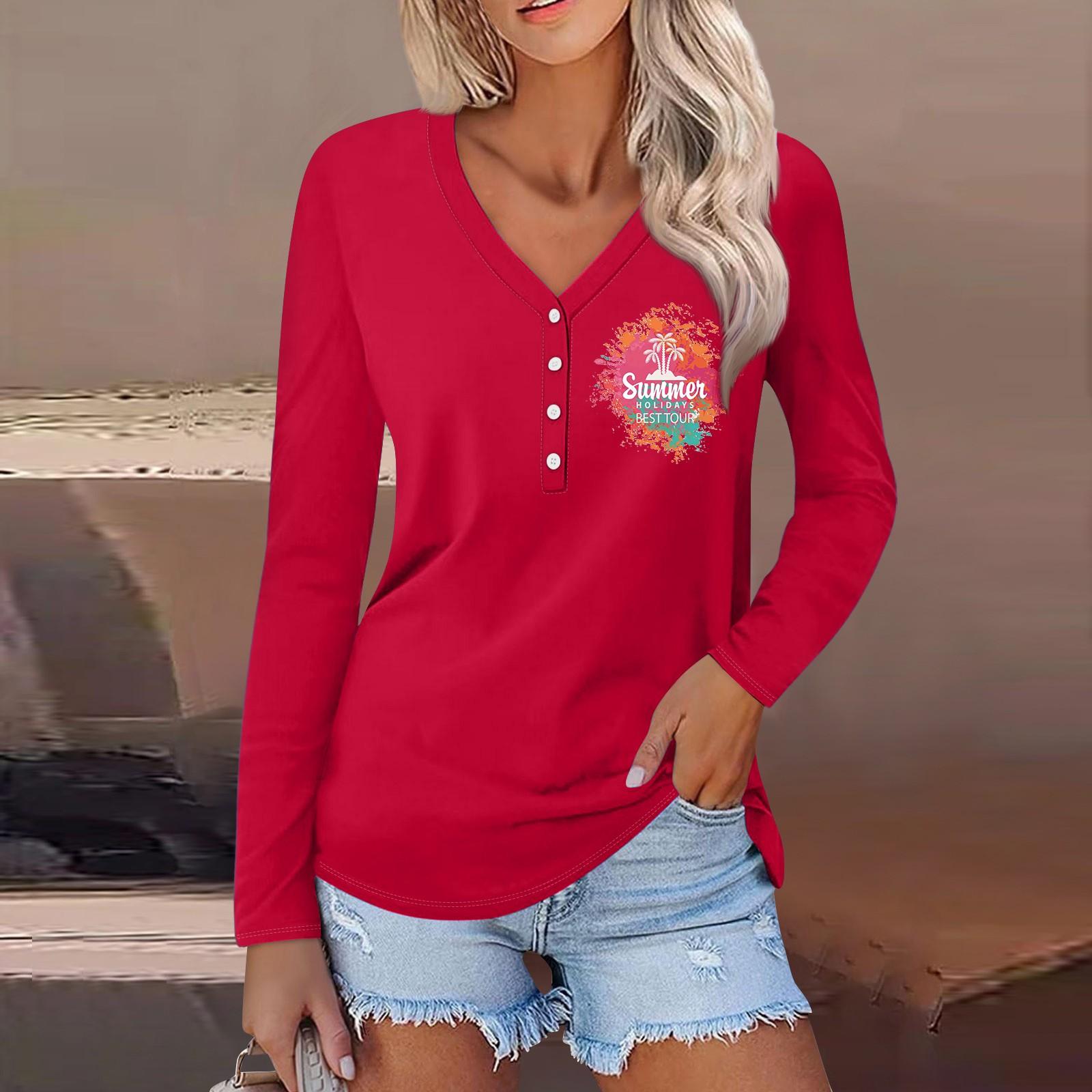 

Женская повседневная мода сексуальный удобный пляжный стиль повседневный принт V-образный вырез пуговицы длинный рукав L