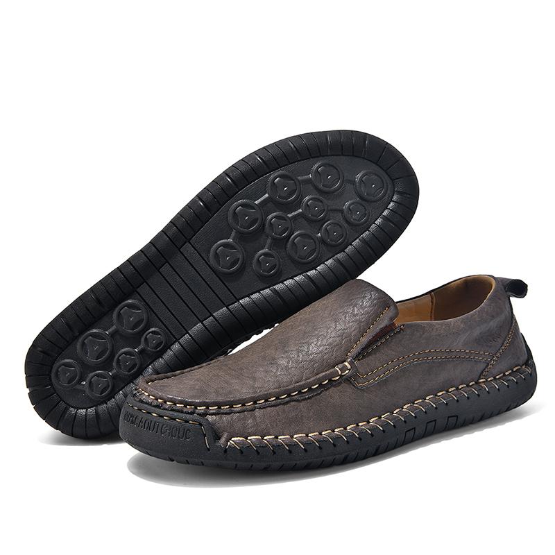 Large Size 48 Handmade Split Leather Men's Casual Shoes Comfortable Men Loafers Moccasins Men Flats Shoes Driving Shoes