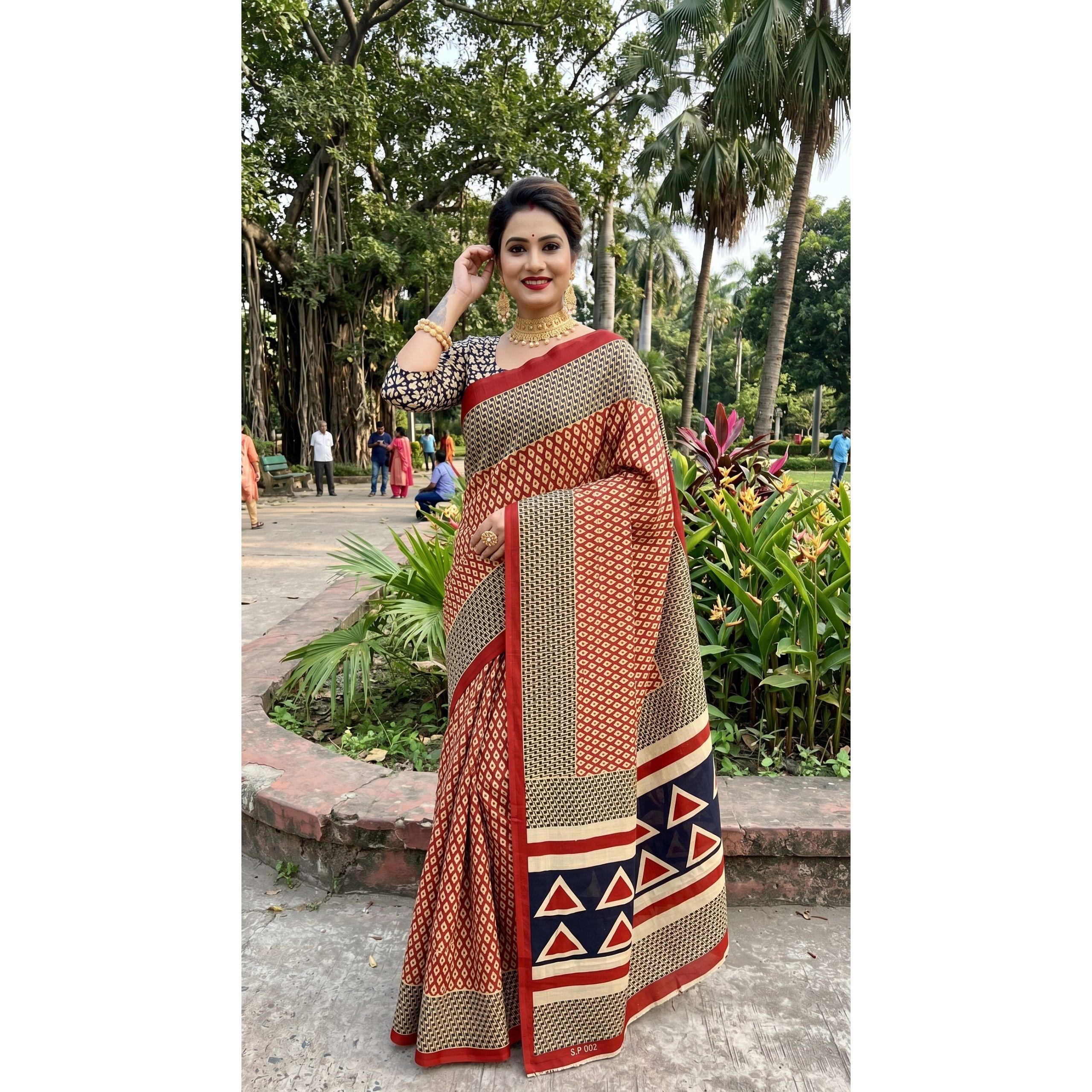 New Launch Beautiful Bagru Printed Saree Collection