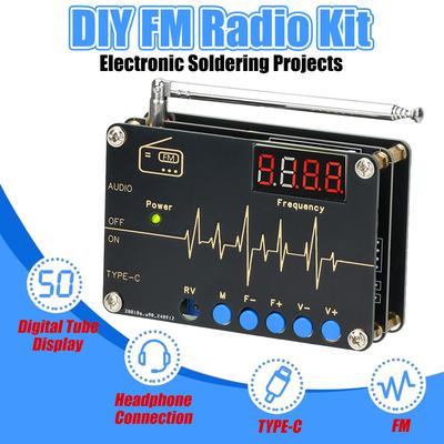 RDA5807M Radio DIY Elektronik-Bausatz UKW-Radio 87-108MHz mit Digitalröhrenanzeige Mikrocontroller Elektronische Lötprojekte