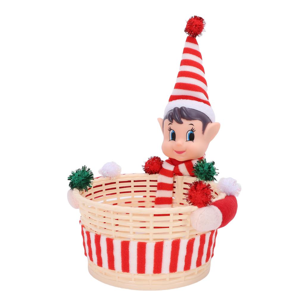 Elf Storage Gift Basket Large Capacity Multifunctional Xmas Decorations Candy Snack Basket Red